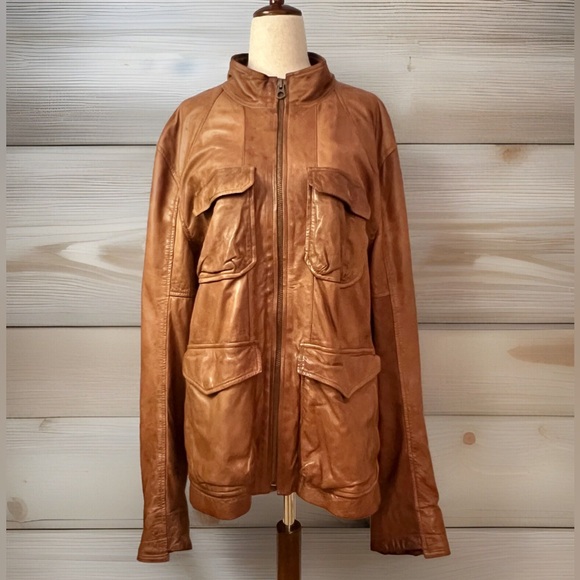 Lucky Brand Jackets & Blazers - Lucky Brand Legend Moto Jacket Coat Lambs Leather Women’s XL Full Zip Brown